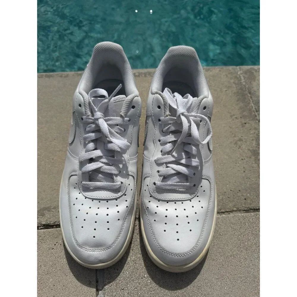 Nike Air Force One Court Low Men White Leather Sneakers Size 10
